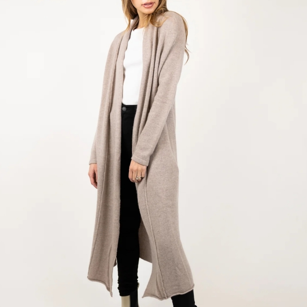 Women's Long Maxi Oatmeal Summer Cardigan Duster sz Small